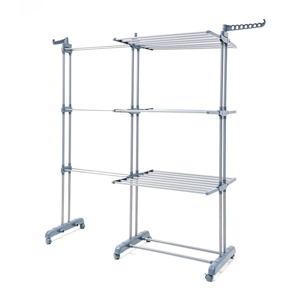 Innovagoods Dolver XL Tendedero Vertical Extensible con Ruedas - 30 Barras - Soporta hasta 45kg - Plegable - 2 Soportes para Per