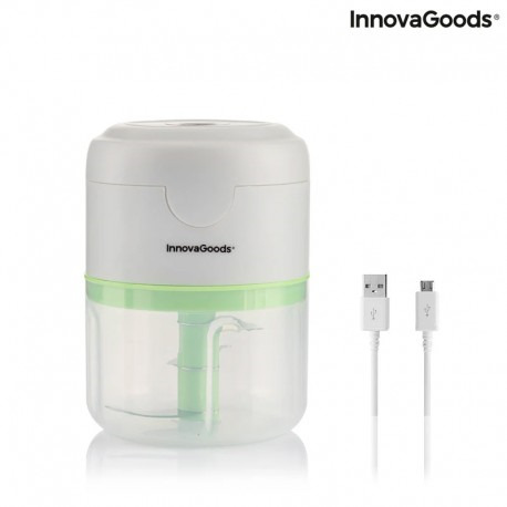 Innovagoods Echoppie Mini Picadora Recargable - Potencia 40W - Capacidad 250ml - Cuchillas de Acero Inoxidable - Bateria de 1300