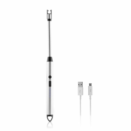 Innovagoods Flecther Encendedor Electrico - Recargable con USB - Flexible 360Âº - Bloqueo de Seguridad - Indicadores LED - Color Plateado y Negro