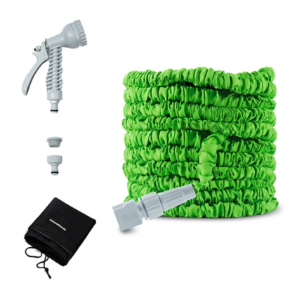 Innovagoods Hoxtend Manguera de Jardin Extensible 30m - Presion hasta 8bar - Incluye Accesorios - Color Verde y Gris