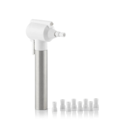 Innovagoods Pearlsher Blanqueador y Pulidor Dental Inalambrico - Luz LED - Acero Inoxidable - Multifuncion - Facil Limpieza - Cabezal Rotatorio - 9 Puntas de Goma - 6.5x13x2.5cm - Color Blanco