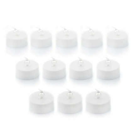 Innovagoods Romandle Pack de 12 Velas de Te LED - Luz Calida - Efecto Llama - Duracion hasta 75min - Pack de 2 Set de Velas de Te LED - 3.7x3.5cm - Color Blanco