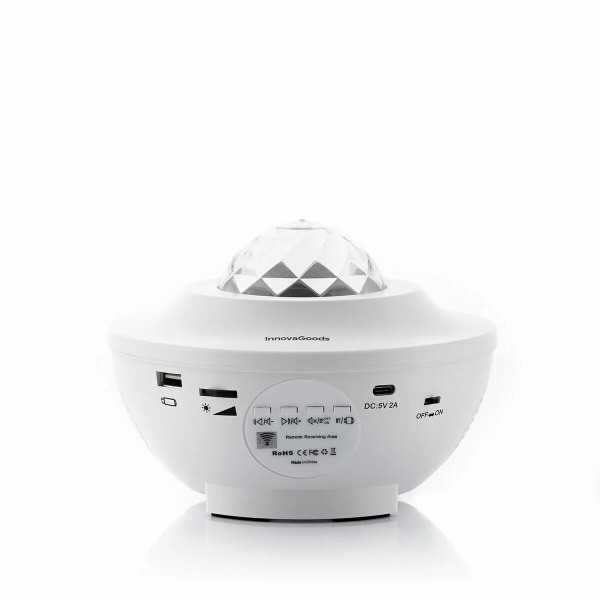 Innovagoods Sedlay Proyector de Estrellas con Altavoz - Bluetooth - Cable 145cm - Luz LED - Temporizador - Antideslizante - Apag