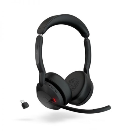 Jabra Evolve2 55 MS Auriculares Estero Link 380 con Microfono - Bluetooth - USB-C - Cancelacion de Ruido - Diadema Ajustable - Color Negro