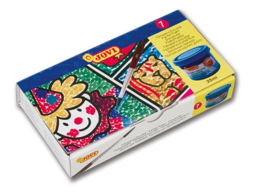 Jovi Pack de 7 Botes de Tempera 35ml - Mezclables - Para Papel, Cartulina, Madera, Tela, Pasta de Modelar y Barro - Incluye Pinc