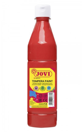 Jovi Tempera Paint Tempera Liquida 500ml - Base Agua - Lista para Usar - Alto Poder Cubriente - Secado Rapido - Excelente Fluidez - Adherencia en Multiples Superficies - Color Rojo Bermellon
