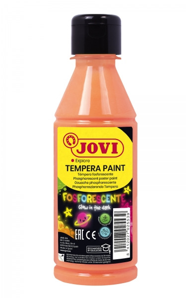 Jovi Tempera Paint Tempera Liquida Fosforescente 250ml - Brilla en la Oscuridad - Secado Rapido - Excelente Adherencia - Lista p