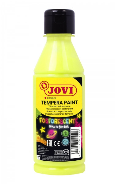 Jovi Tempera Paint Tempera Liquida Fosforescente 250ml - Brilla en la Oscuridad - Secado Rapido - Excelente Adherencia - Lista p