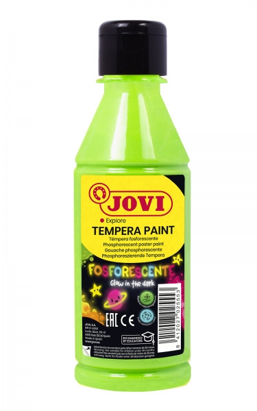 Jovi Tempera Paint Tempera Liquida Fosforescente 250ml - Brilla en la Oscuridad - Secado Rapido - Excelente Adherencia - Lista p