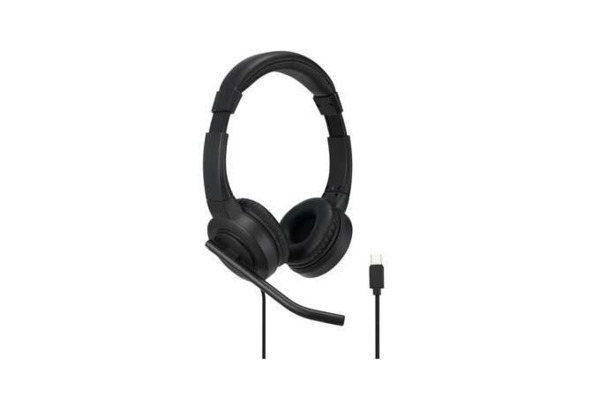Kensington H1000 Auriculares con Microfono USB-C - Diadema Ajustable - Almohadillas Acolchadas - Controles en Cable - Cable Tren