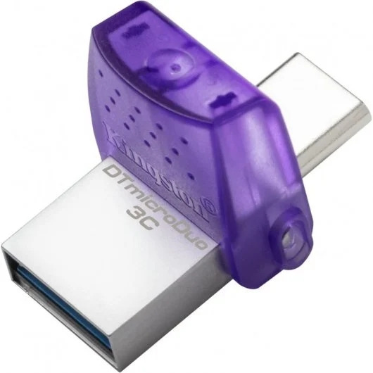 Kingston DataTraveler microDuo 3C Memoria USB-A + USB-C 64GB 3.2 Gen 1 - Velocidad de Lectura 200 MB/s - Tapon Protector (Pendri