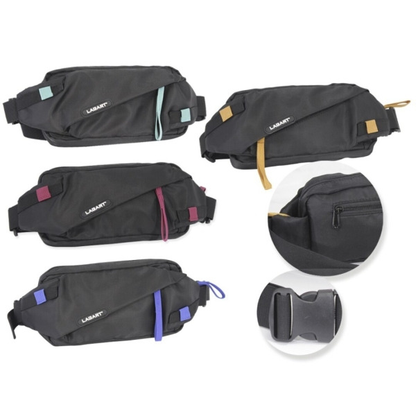 Lagart Smart Bandolera/RiÃ±onera - 3 Bolsillos - Cinta Ajustable - Fabricada en Nylon Impermeable - Medidas 24x12x5cm - Color Ne