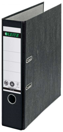 Leitz Archivador Palanca Leitz 180° Clasico Jaspeado - A4, 50mm - Mecanismo 180° - Negro Clima Compensado - Certificacion Blue Angel y Fsc