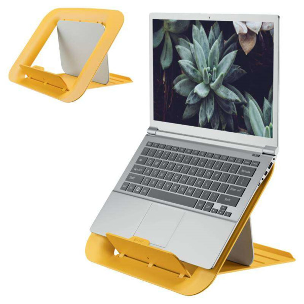 Leitz Ergo Cosy Soporte Ajustable para Portatil de 13 "a 17" - Diseño Ergonomico - Altura Ajustable a 4 Alturas - Color Amarill