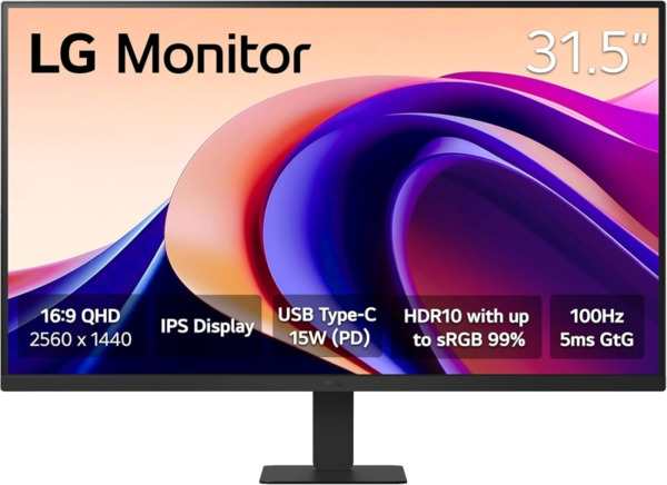 LG Monitor LED 31.5" IPS QHD HDR10 100Hz - Respuesta 5ms - Angulo de Vision 178Âº - 16:9 - HDMI, USB-C - VESA 100x100mm