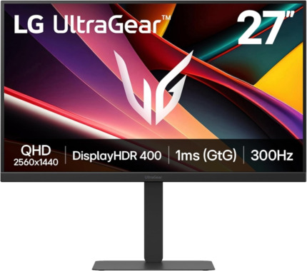 LG UltraGear Monitor LED 27" IPS QHD 300Hz HDR400 FreeSync Premium - Respuesta 1ms - Ajustable en Altura, Inclinable y Giratorio - Altavoces 2 x 5W - 16:9 - HDMI, DisplayPort, USB-C, USB-A - VESA 100x100