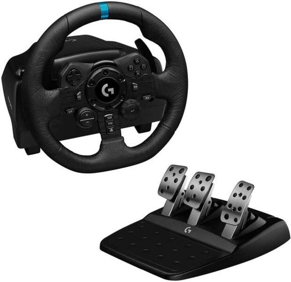Logitech G923 Trueforce Juego de Volante y Pedales de Carreras Compatible con PS4, PS5 y PC - LEDS Indicador RPM - Giro 900º -