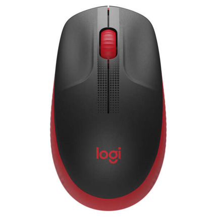 Logitech M190 Full Size Raton Inalambrico USB 1000dpi - 3 Botones - Gran TamaÃ±o - Uso Ambidiestro - Color Negro/Rojo