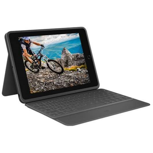 Logitech Rugged Folio Funda con Teclado Inalambrico para iPad 7ª y 8ª Generacion 10.2" - Escritura Silenciosa - Teclas de Acce