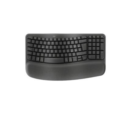 Logitech Wave Keys Teclado Inalambrico Ondulado - Indicadores Luminosos - Patas Ajustables - Autonomia hasta 36 Meses - Reposa MuÃ±ecas Acolchado