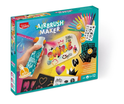 Maped Airbrush Maker Kit de Aerografo para NiÃ±os Facil de Usar con Rotuladores Maped Jungle + Pack de Recambios - Para NiÃ±os a partir de 5 AÃ±os