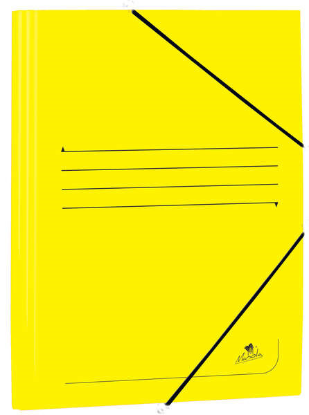 Mariola Carpeta de Carton Estucado con Solapas Folio 500gr/m2 - Medidas 34x25x1cm - Cierre con Goma Elastica - Color Amarillo