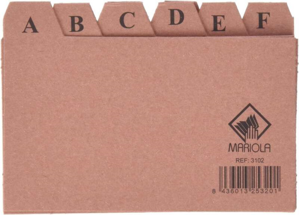 Mariola Indice A-Z NÂº2 para Fichero - Medidas 125x75mm - Color Marron