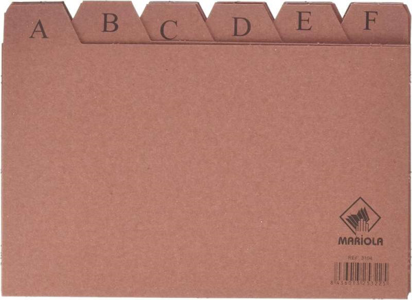 Mariola Indice A-Z Nº4 para Fichero - Medidas 200x120mm - Color Marron