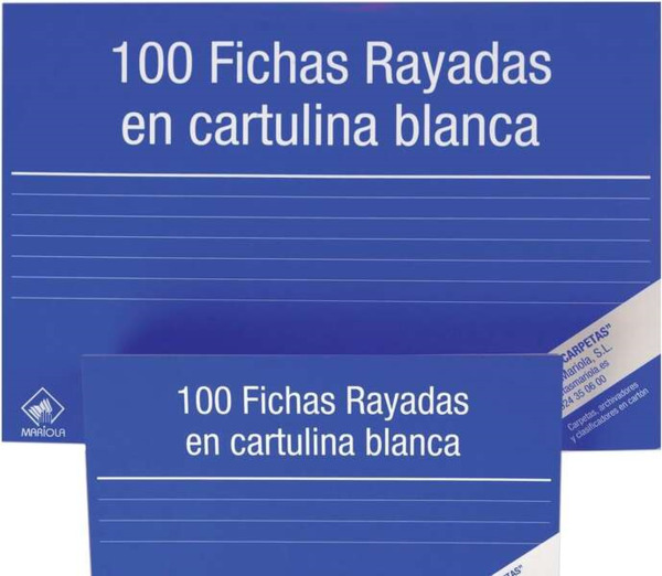 Mariola Pack de 100 Fichas Rayadas Nº3 para Fichero - Medidas 150x100mm - Color Blanco