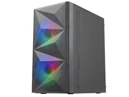 Mars Gaming Caja Gaming Compacta MC-ME - DiseÃ±o Innovador - Ventiladores FRGB 120mm - Ventana Lateral Cristal Templado - Maxima Refrigeracion - Color Negro