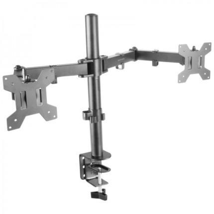 Mars Gaming MARM2 Soporte Monitor Dual - Brazos Articulados - Gestion de Cableado - Ajuste de Altura - Estructura Robusta - Rotacion 360Âº - Color Negro