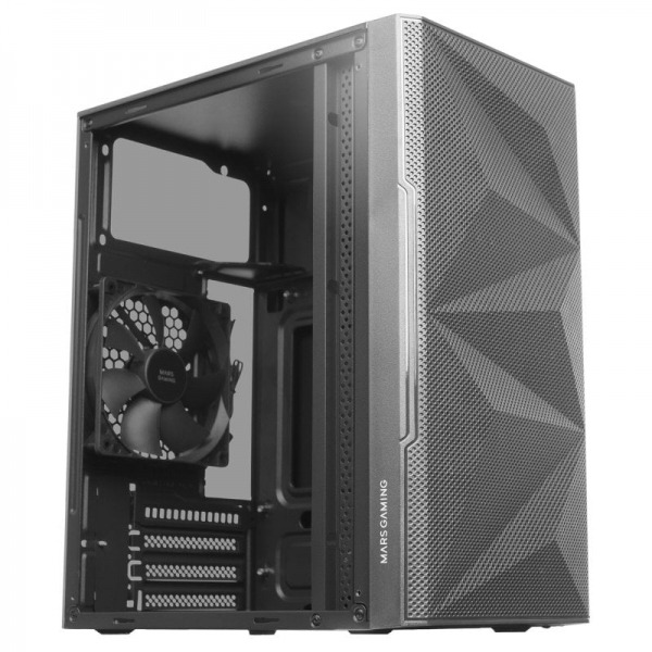 Mars Gaming MC-1500 Mini Torre - Ventana Cristal Templado - Ventilacion Silenciosa - Soporte Refrigeracion Liquida - Almacenamie