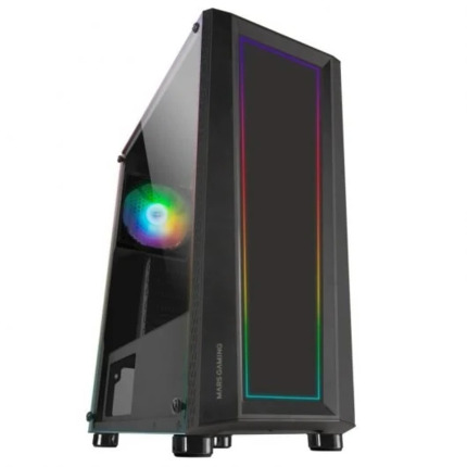 Mars Gaming MC-ART Caja Semitorre ATX, Micro ATX, Mini-ITX - Frontal y Lateral Cristal Templado en los que podras Crear tus DiseÃ±os - Iluminacion FRGB - USB-A 3.0, USB-A 2.0 y Audio - 1 Ventilador 120mm FRGB Incluido - Soporta Refrigeracion Liquida