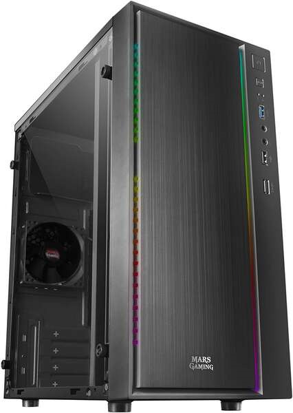 Mars Gaming MCM Caja Minitorre Micro ATX, Mini-ITX - Panel Lateral Acrilico - Iluminacion RGB - Tamaño HDD 2.5", 3.5" - USB-A 3.