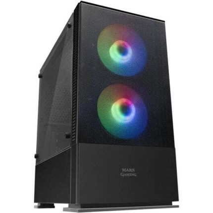 Mars Gaming MCZ Caja Minitorre Micro ATX, Mini-ITX - Panel Lateral Acrilico - Iluminacion RGB - TamaÃ±o HDD 2.5", 3.5" - USB-A 3.0, USB-A 2.0 y Audio - 2 Ventiladores 120mm Incluidos