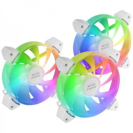 Mars Gaming MF-3A Kit de Ventiladores ARGB - Iluminacion 360Âº Sin Marco - Efectos ARGB Rainbow - Funcionamiento Ultrasilencioso - Compatible con ARGB - Color Varios