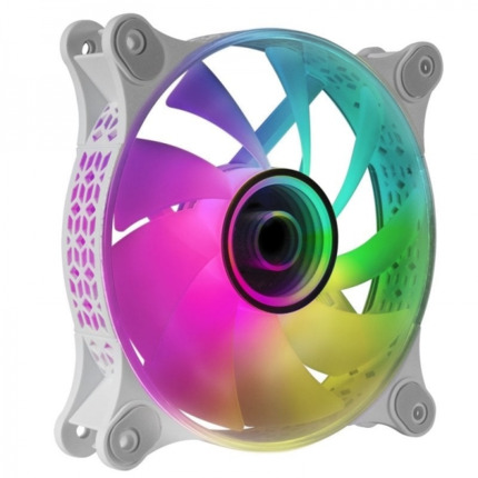 Mars Gaming MF-3D Ventilador ARGB - Efecto Espejo Infinito 3D - Iluminacion 360Â° - Compatible con Controladores ARGB - Color Blanco