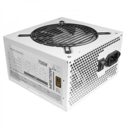Mars Gaming MPB750 Fuente de Alimentacion - 750W - 80Plus Bronze - AI-RPM Silencioso - Cables Planos - Proteccion Avanzada - Certificacion TÃV Rheinland - Color Blanco