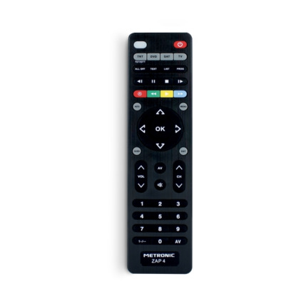 Metronic Mando a Distancia  Universal ZAP 4 EVO 5 Para TV + TDT + SAT + DVD - Color Negro