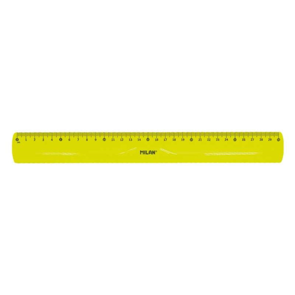 Milan Regla Flexible y Resistente - Longitud 30cm - Color Amarillo Translucido