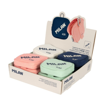 Milan Serie 1918 430 Expositor con 12 Monederos PequeÃ±os - TamaÃ±o Monedero 10,3x10x2,5cm - Cierre de Cremallera - Mosqueton de Aluminio - Colores Surtidos