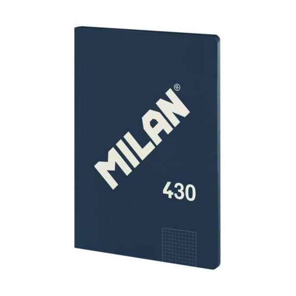 Milan Serie 1918 Libreta Encolada Formato A4 Cuadricula 5x5mm - 48 Hojas de 95 gr/m2 - Microperforado - Tapa Blanda - Color Azul
