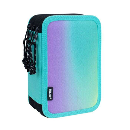 Milan Sunset Plumier de 3 Pisos con Goma de Borrar, Sacapuntas, Lapiz, 3 Boligrafos Capsule, Regla, 12 Lapices de Colores, 6 Lapices de Colores Metalizados, 5 Fluorescentes, Tijeras y 18 Rotuladores - Color Turquesa