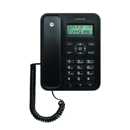 Motorola CT202 Telefono Fijo - Manos Libres - Identificador de Llamadas - Color Negro