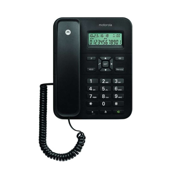 Motorola CT202 Telefono Fijo - Manos Libres - Identificador de Llamadas - Color Negro
