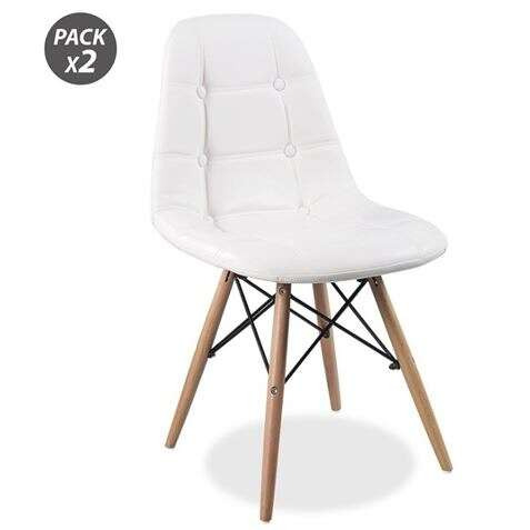 Muvip Design D300 Pack de 2 Sillas Multifuncionales - Patas de Madera - Uso en Interior - Ideal para Sala de Espera, Comedor, Co