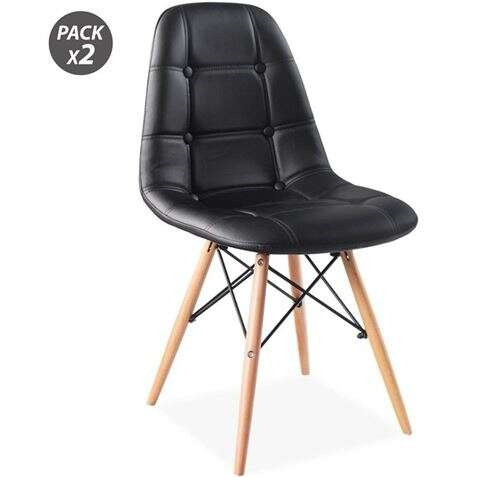 Muvip Design D300 Pack de 2 Sillas Multifuncionales - Patas de Madera - Uso en Interior - Ideal para Sala de Espera, Comedor, Co