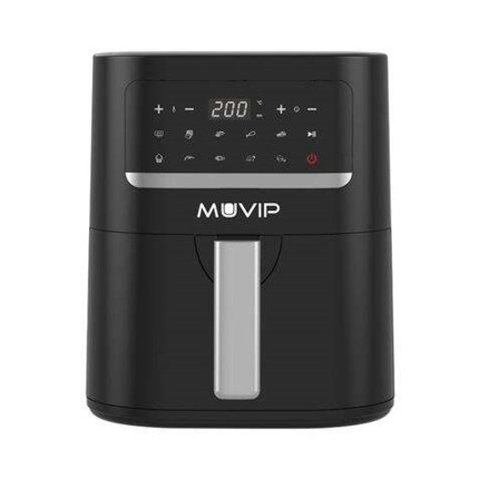 Muvip Freidora Aire Caliente 45L 1600W Pantalla Tactil - 10 Programas Preestablecidos - Cocina con 80% Menos Grasa - Olla Antiadherente - Temperatura Regulable 50-200ºC - Color Negro