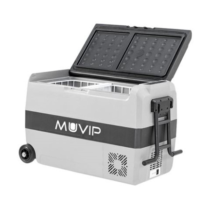 Muvip Nevera Compresor Portatil 44 Litros - Temperatura entre -20º/+20º - 80W - Doble Zona - Asas de Transporte y Tirador - Ruedas - Compresor Silencioso - Color Gris