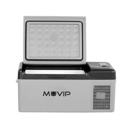 Muvip Nevera Portatil de Compresor 15L - Luz LED - Proteccion Bateria - Temperatura -20º/+20º - Conexion 12/24/220V - Consumo 45W - Compresor Silencioso - Control Bluetooth - Medidas 598X32X26CM - Color Gris